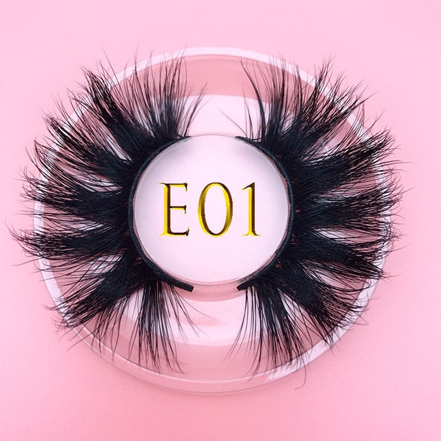 25mm E06 MIKIWI 100% handmade natural  thick  Eye lashes wispy makeup extention tools 3D mink hair volume soft false  eyelashes