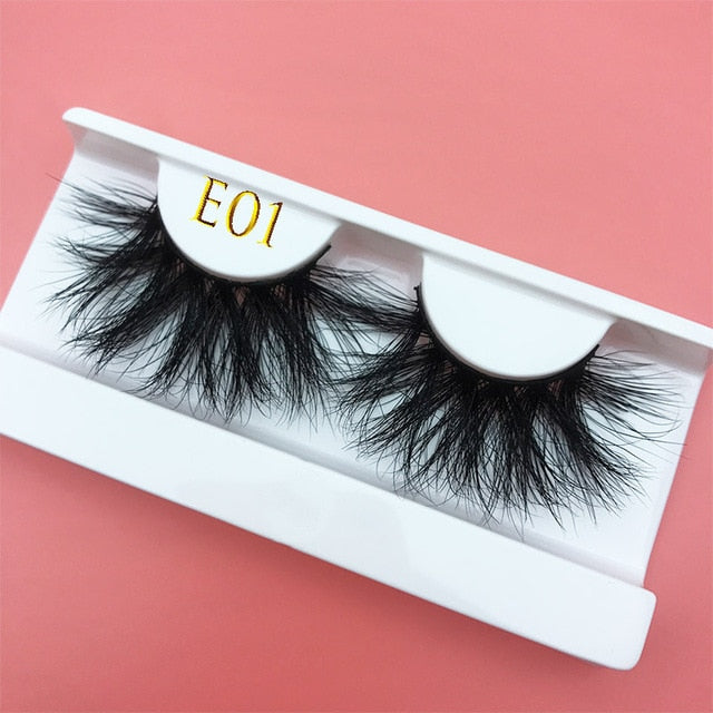 25mm E06 MIKIWI 100% handmade natural  thick  Eye lashes wispy makeup extention tools 3D mink hair volume soft false  eyelashes