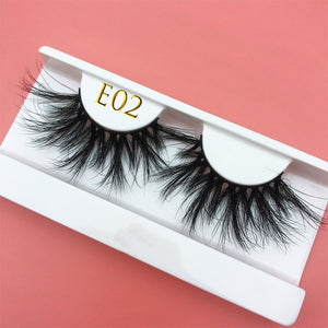 25mm E06 MIKIWI 100% handmade natural  thick  Eye lashes wispy makeup extention tools 3D mink hair volume soft false  eyelashes