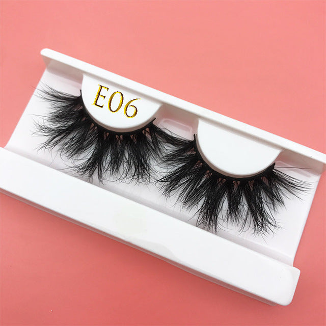 25mm E06 MIKIWI 100% handmade natural  thick  Eye lashes wispy makeup extention tools 3D mink hair volume soft false  eyelashes