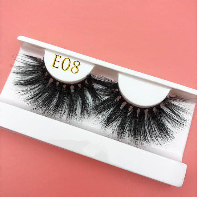 25mm E06 MIKIWI 100% handmade natural  thick  Eye lashes wispy makeup extention tools 3D mink hair volume soft false  eyelashes