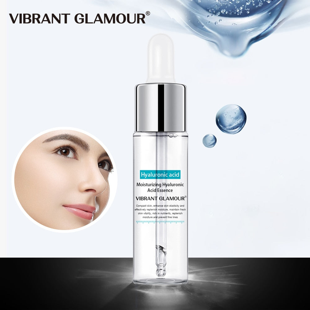 VIBRANT GLAMOUR Hyaluronic Acid Shrink Pore Face Serum Anti-Aging Moisturizing Whitening Essence Face Cream Dry Skin Care 15ml