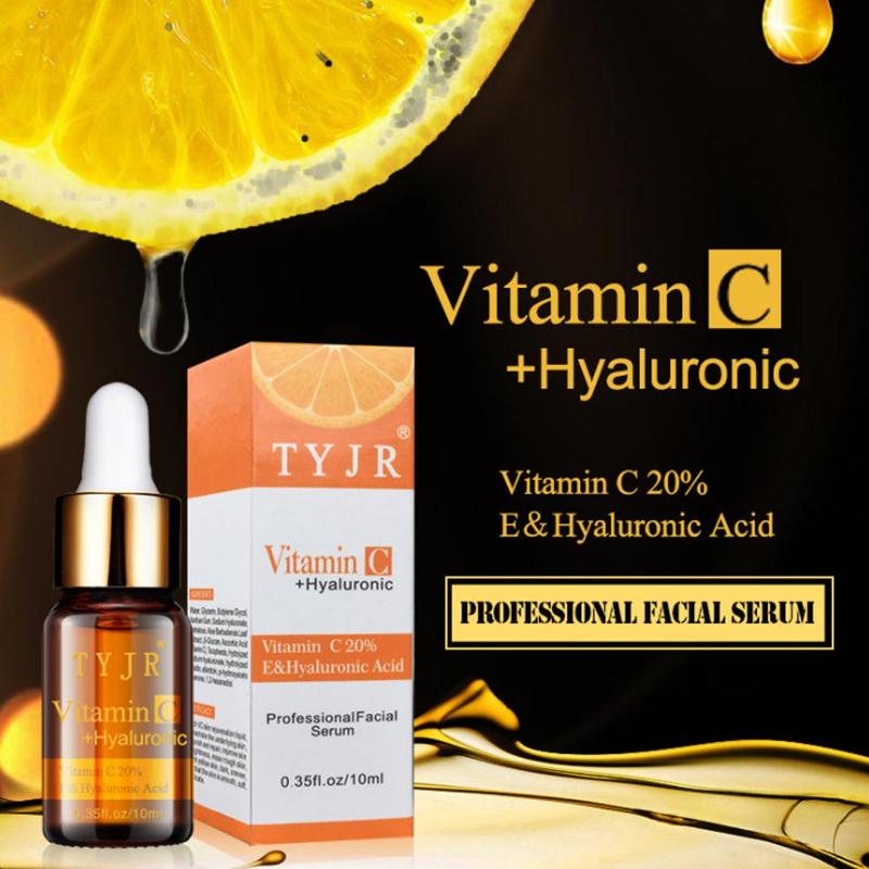 100% Pure Vitamin C Serum Liquid Freckle Removal Acne Scars Hyaluronic Acid Anti-wrinkle Vc Face Serum Fade Dark Spot