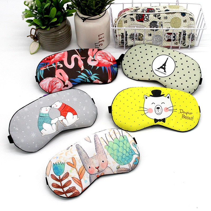 Cute Cotton Cartoon Eye Cover Sleeping Mask Funny Anime Eyepatch Sleep Mask Travel Relax Eye Band Sleeping Aid Kids Blindfolds