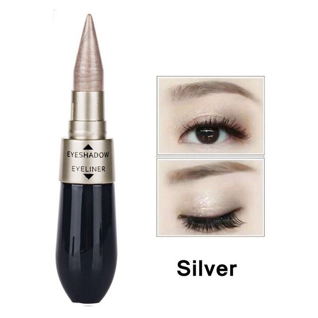 6Color Double-end Liquid Eyeshadow Pencil Waterproof Glitter Shimmer Eyeshadow Stick 2 In 1 Silver Pink Gold Eyeshadow Pen TSLM2