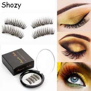 Shozy Magnetic eyelashes with 3 magnets handmade 3D magnetic lashes natural false eyelashes magnet lashes with gift box-24P-3