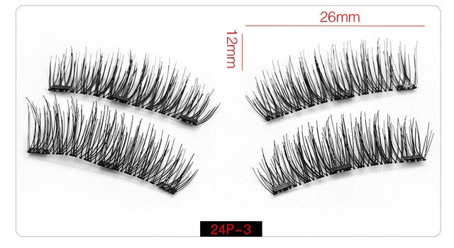 Shozy Magnetic eyelashes with 3 magnets handmade 3D magnetic lashes natural false eyelashes magnet lashes with gift box-24P-3