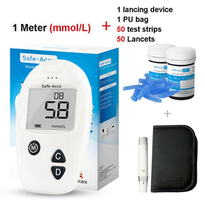 SINOCARE Accu blood glucose meter & Test Strips & Lancets 50/100pcs Glucometer kit Diabetic Blood Sugar meter Diabetes Tester